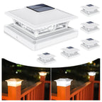 VOLISUN Solar Post Cap Lights: 8 - Pack Outdoor Deck Post Cap Lights White for Dock Fence Waterproof 2 Color Modes,4x4/6x6 Wooden/Vinyl Posts