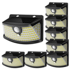 Aootek New Solar Motion Sensor Lights 120 LEDs with Lights Reflector,270° Wide Angle, IP65 Waterproof, Step Lights for Front Door, Yard, Garage, Deck (Black, Daylight White, 6-Pack)