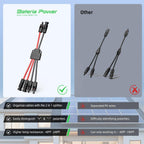 Bateria Power Solar Connectors for 2 Solar Panels, IP68 Waterproof Solar Panel Connectors Splitter, 4 to 2 Y Branch Parallel Adapter for Solar Cable Extension