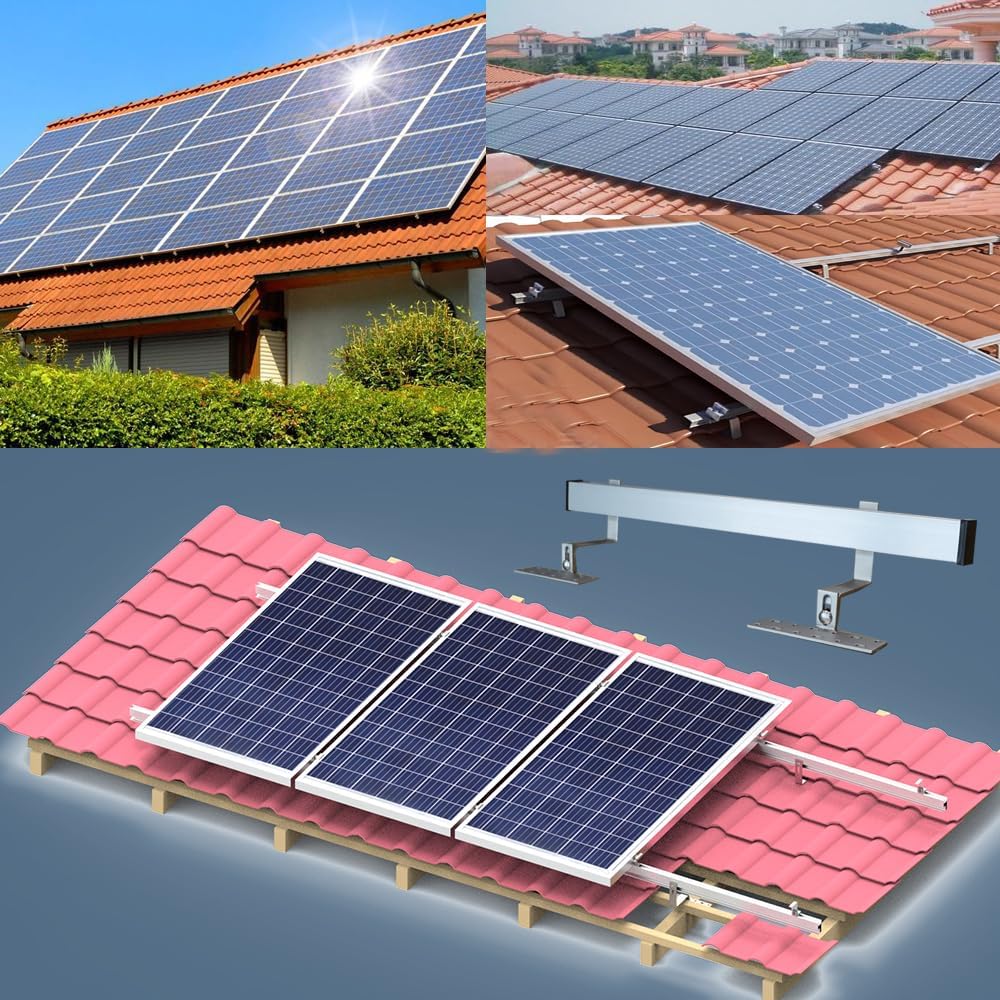 Solar Panel Mounting Bracket Kit System to Metal Roof Sloped or Flat Pitched Tile Shingle Roofs for 1-2pcs Solar Panels with End Cap