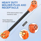 Nilight EV Adapter Cord 30 Amp to 50 Amp 4 Prong Pure Copper New Dryer Outlet to EV Plug Conversion Heavy Duty 10 Gauge Wire Nema 14-30P to 14-50R 30M/50F for Level 2 EVs Using