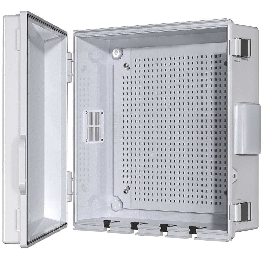ANIMACYN Electrical Junction Box, Ventilated Design, Cable Grommets, Indoor/Outdoor Use with Mounting Panel & Hinged Cover. Waterproof IP 65. (Grey Cover, 13"x13"x5.1")