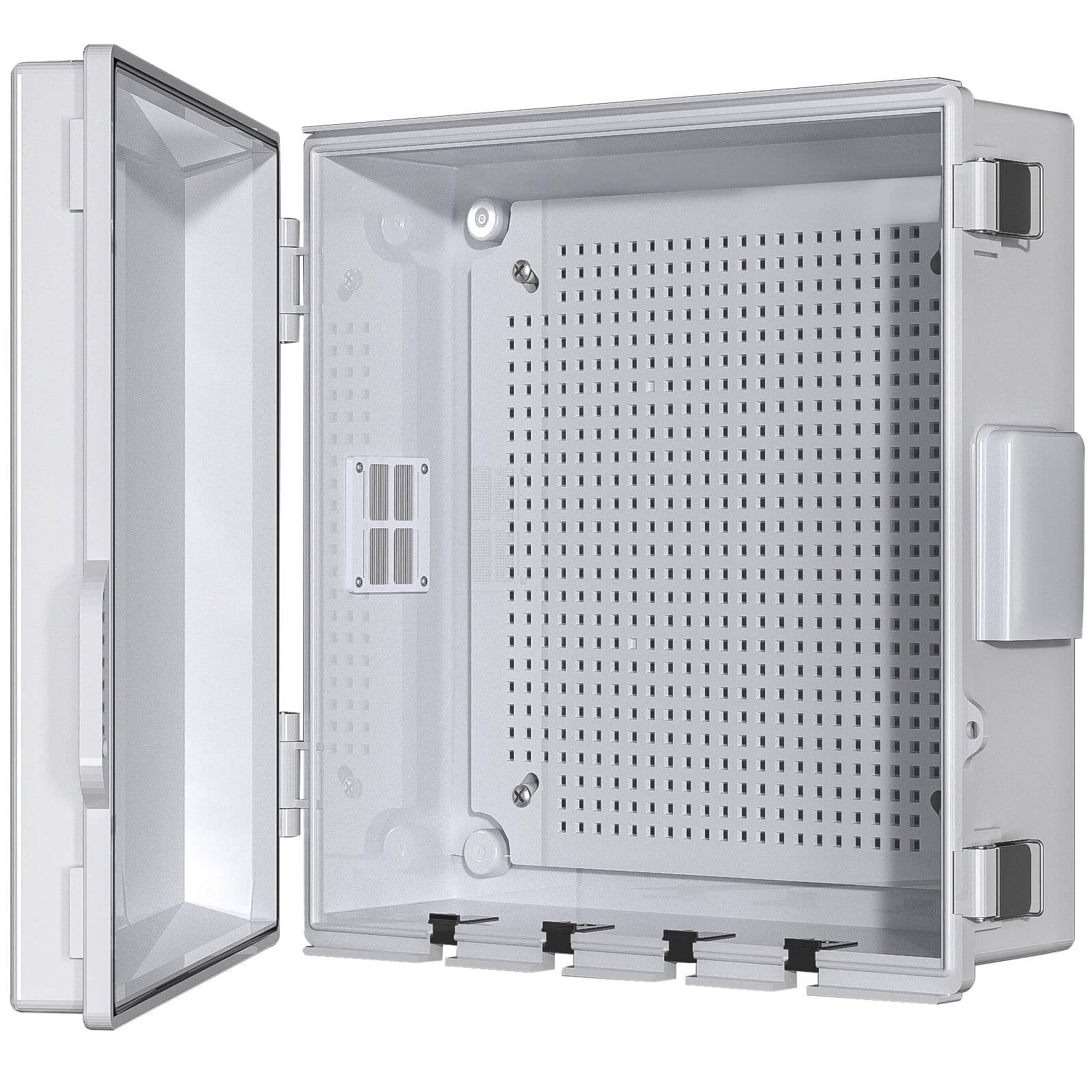 ANIMACYN Electrical Junction Box, Ventilated Design, Cable Grommets, Indoor/Outdoor Use with Mounting Panel & Hinged Cover. Waterproof IP 65. (Grey Cover, 13"x13"x5.1")