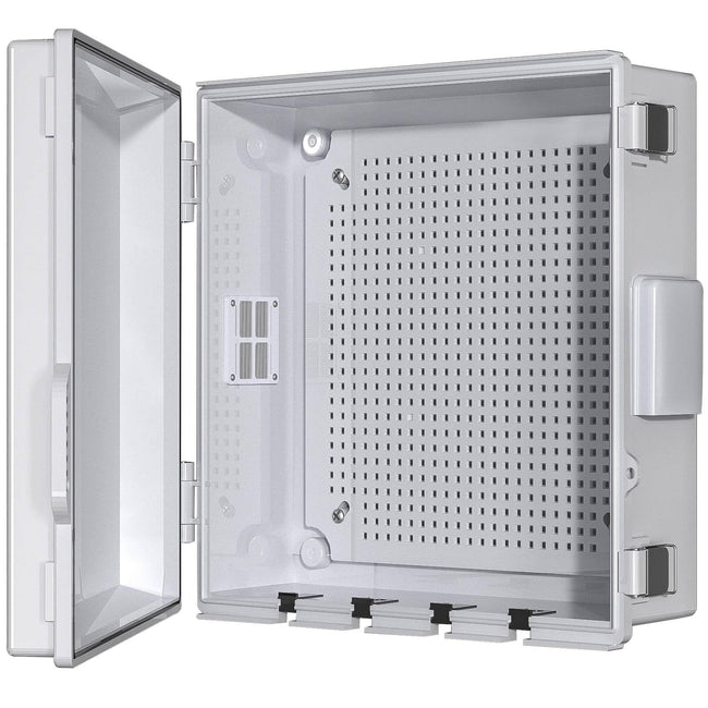ANIMACYN Electrical Junction Box, Ventilated Design, Cable Grommets, Indoor/Outdoor Use with Mounting Panel & Hinged Cover. Waterproof IP 65. (Grey Cover, 13"x13"x5.1") Hover Image