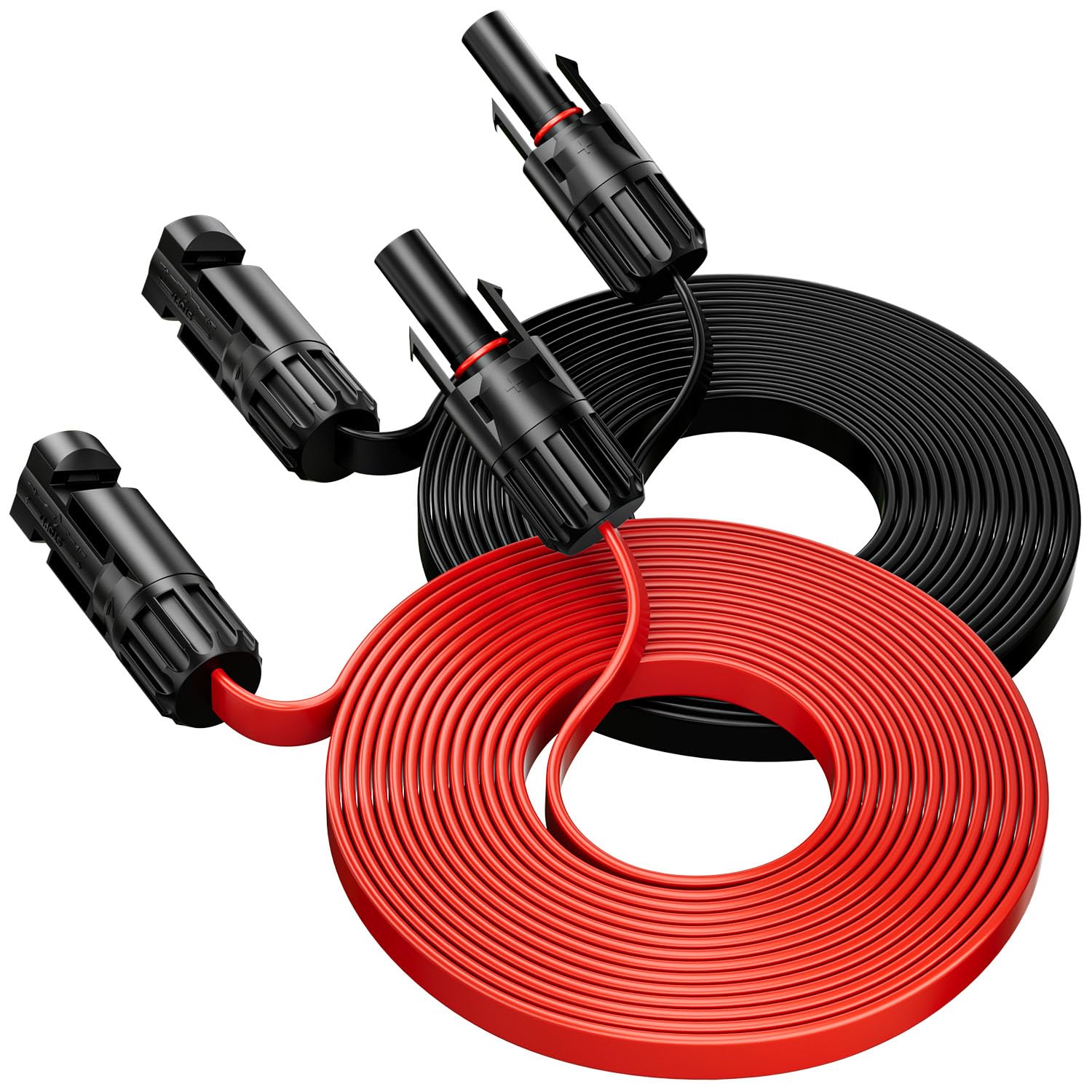 Bateria Power 10FT 12AWG Solar Panel Extension Cable, 12 Gauge 4mm² PV Flat Wire with Female & Male Waterproof Connectors for RV, Photovoltaic Systems