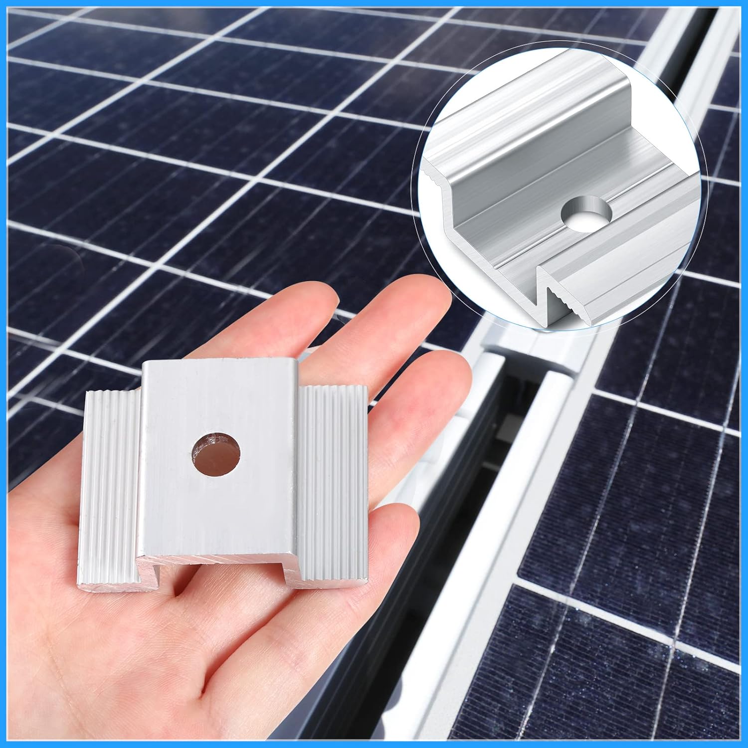 12 Pack Solar Panel Mid Clamps 1.06 Inch Solar Panel Bracket Aluminium Mounting Accessories Aluminum Solar Mid Clamp for Solar Panel Mounting Solar Panel Mid Clamp