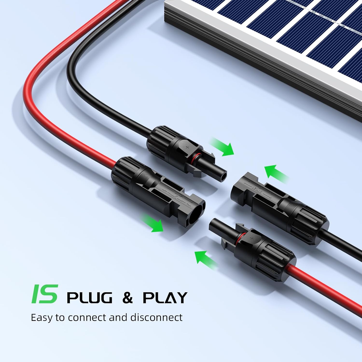 Bateria Power Solar Connectors for 2 Solar Panels, IP68 Waterproof Solar Panel Connectors Splitter, 4 to 2 Y Branch Parallel Adapter for Solar Cable Extension