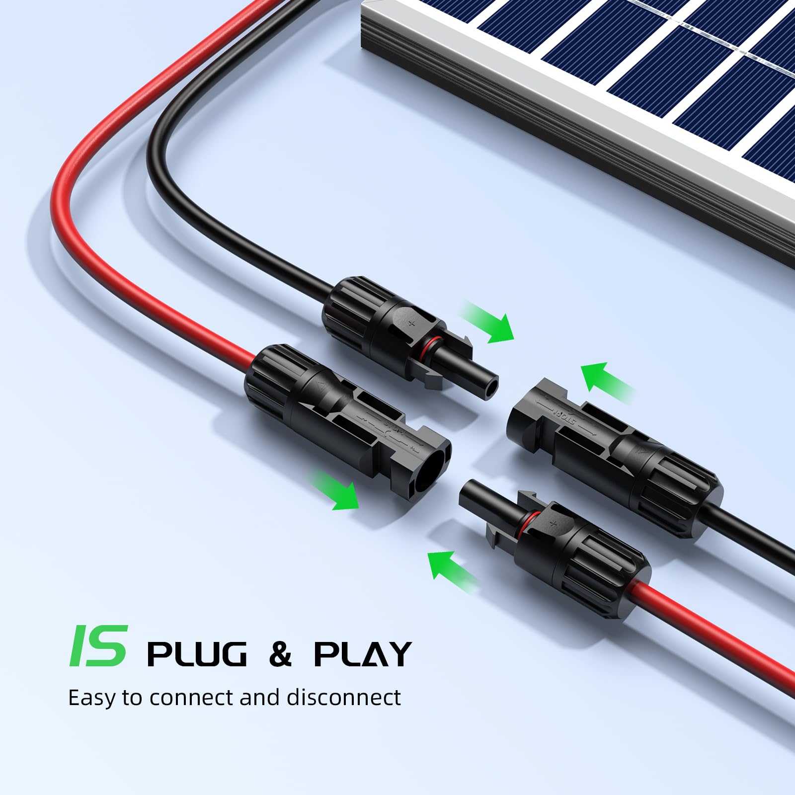 Bateria Power Solar Connectors for 2 Solar Panels, IP68 Waterproof Solar Panel Connectors Splitter, 4 to 2 Y Branch Parallel Adapter for Solar Cable Extension