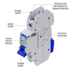 Mini Circuit Breaker UL489 Listed 10A C Curve 277VAC 60VDC 10kAIC DIN Rail Mount Non Polarized MCB Branch Circuit Protection, ControlGear CGMB1C10 (1 Pole CTrip 10 Amp)