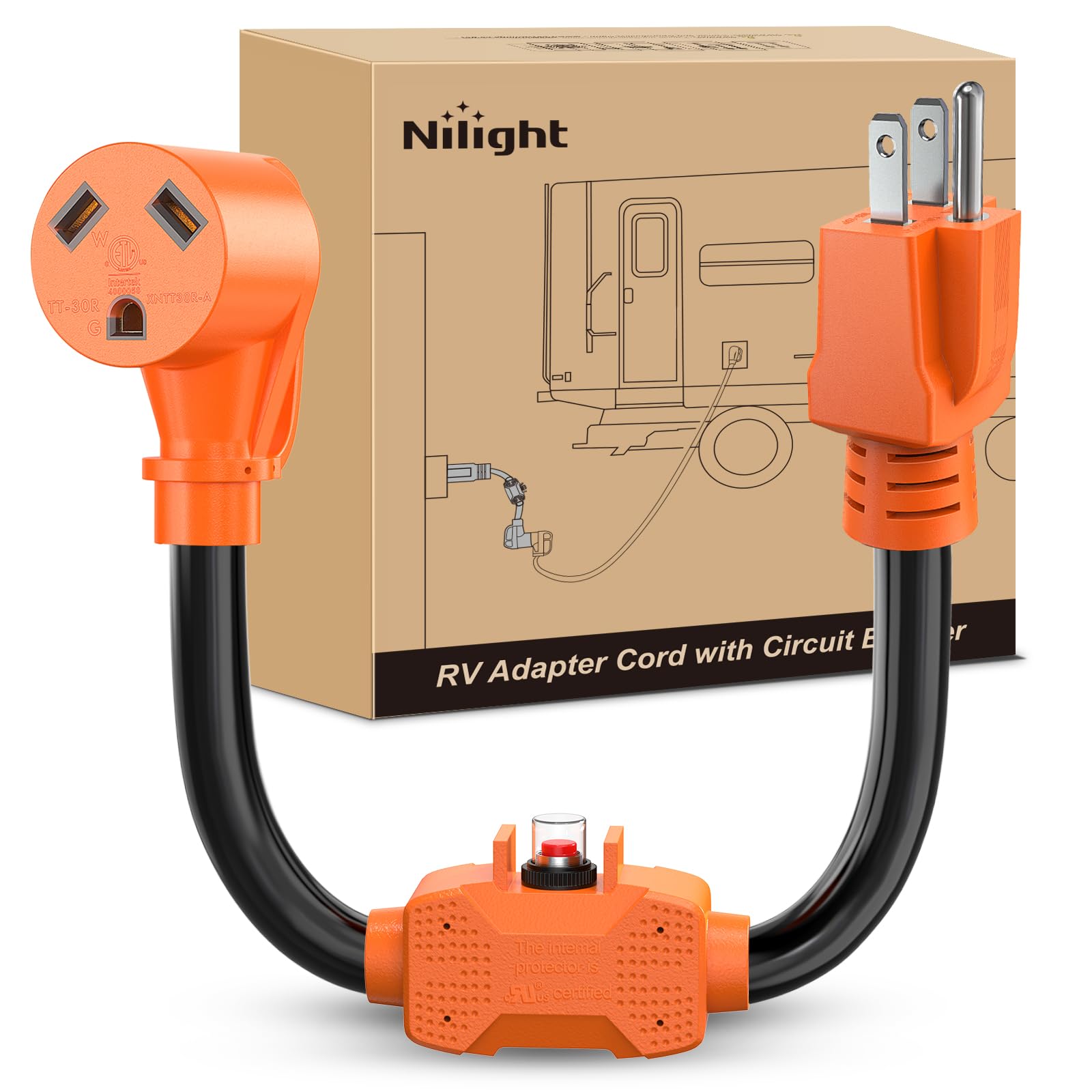 Nilight EV Adapter Cord 30 Amp to 50 Amp 4 Prong Pure Copper New Dryer Outlet to EV Plug Conversion Heavy Duty 10 Gauge Wire Nema 14-30P to 14-50R 30M/50F for Level 2 EVs Using