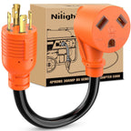Nilight EV Adapter Cord 30 Amp to 50 Amp 4 Prong Pure Copper New Dryer Outlet to EV Plug Conversion Heavy Duty 10 Gauge Wire Nema 14-30P to 14-50R 30M/50F for Level 2 EVs Using
