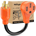 Nilight EV Adapter Cord 30 Amp to 50 Amp 4 Prong Pure Copper New Dryer Outlet to EV Plug Conversion Heavy Duty 10 Gauge Wire Nema 14-30P to 14-50R 30M/50F for Level 2 EVs Using