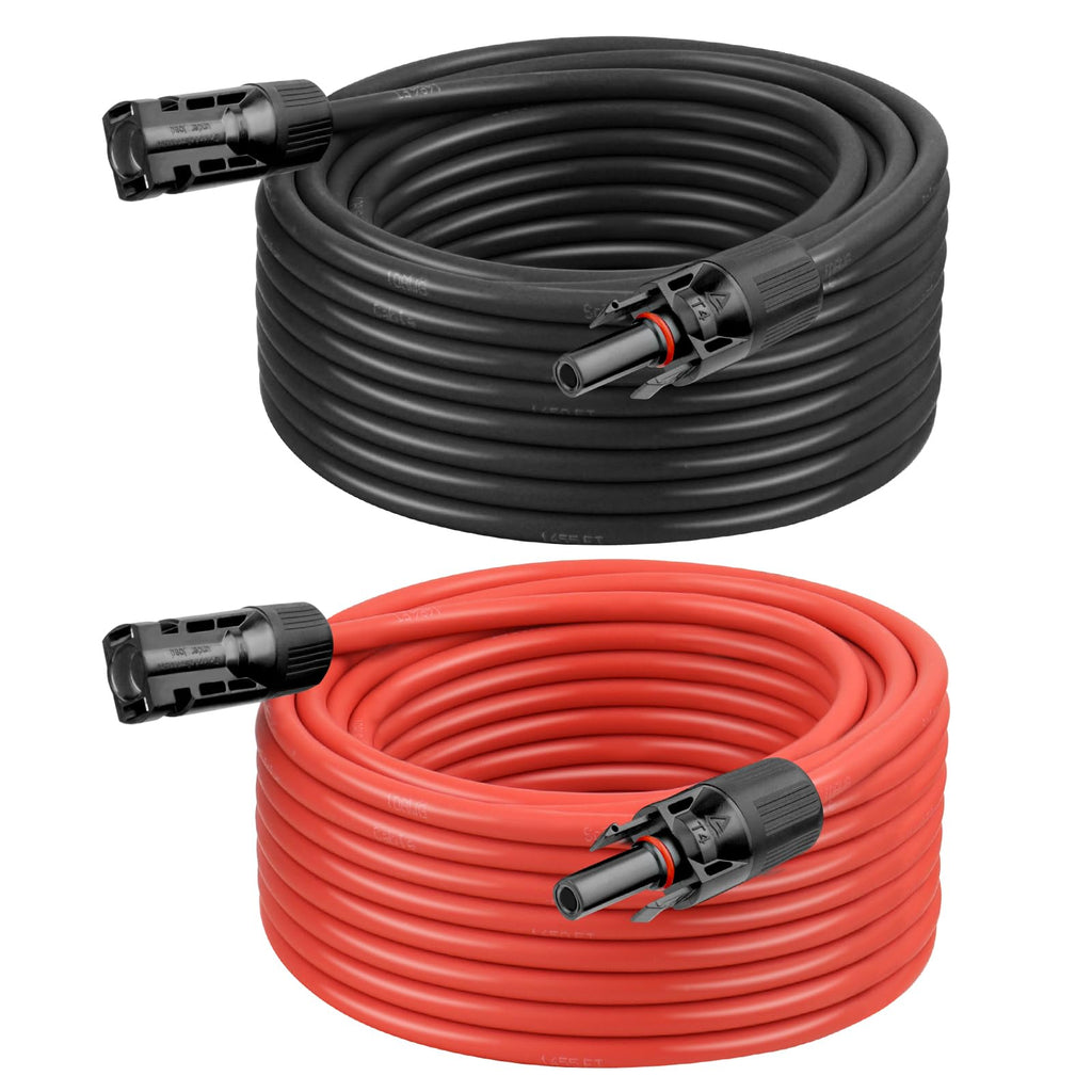 8 AWG Solar Extension Cable 50FT Black + 50FT Red, 8 Gauge Solar Panel Wire Male to Female Tinned Copper Wire for Solar Panel, Automotive, RV, Boat, Outdoors