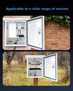 Outdoor Electrical Box Enclosure,19.7" x 13.8" x 9.4", 1.2mm Thick Galvanized Steel,Integrated Ventilation & Cooling Fan,Secure Weather-Resistant Project Box,Wall/Pole Mount