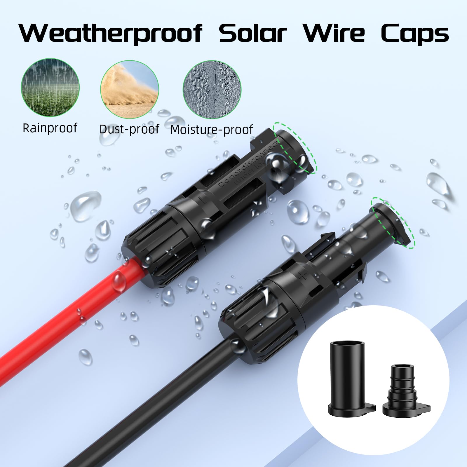 Bateria Power 12 Pairs Solar Connector Caps, IP68 Solar Panel Connectors Caps Weather Resistant Solar Dust Caps for Male and Female Solar Connectors
