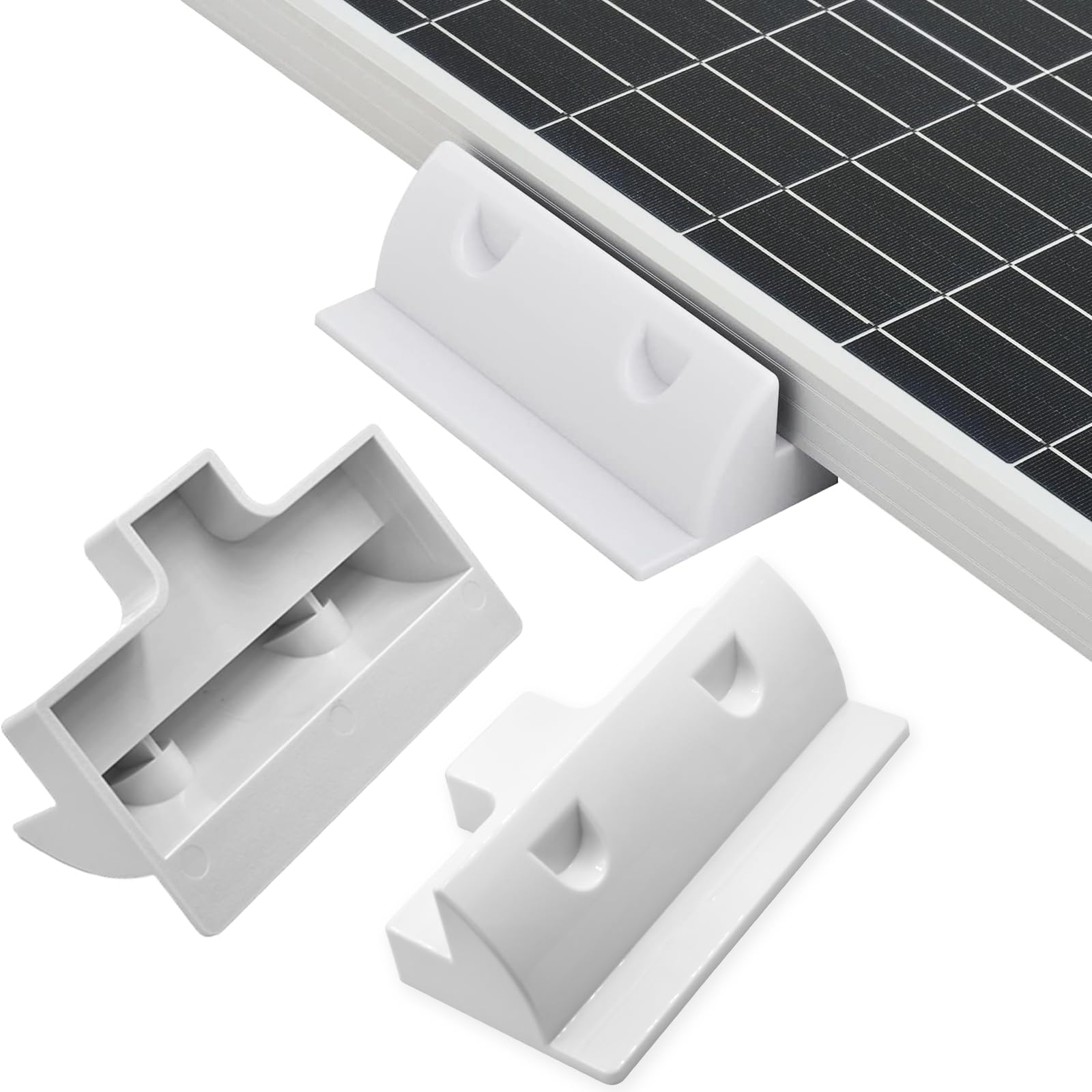 Trisinger Solar Panel Mounting Brackets, PC Corner Bracket Solar Panel Roof Drill-Free Mount for RV, Boats (2pcs-Side mounting Bracket)