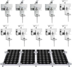 10PCS Solar Panel Mounting Brackets, Solar Panel Mount for 1-4PCS Thickness 1.4” Solar Panels, Solar Panel Brackets with 10x 6 Mini Rails 4X Water Drain Clips for Shingle,Slate,Metal and Tin Roof
