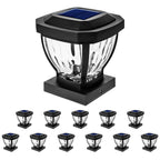 Home Zone Security Solar Post Cap Lights - Decorative Glass LED Outdoor Fits 3.5 x 3.5 in. Post Lights, Black (2-Pack)