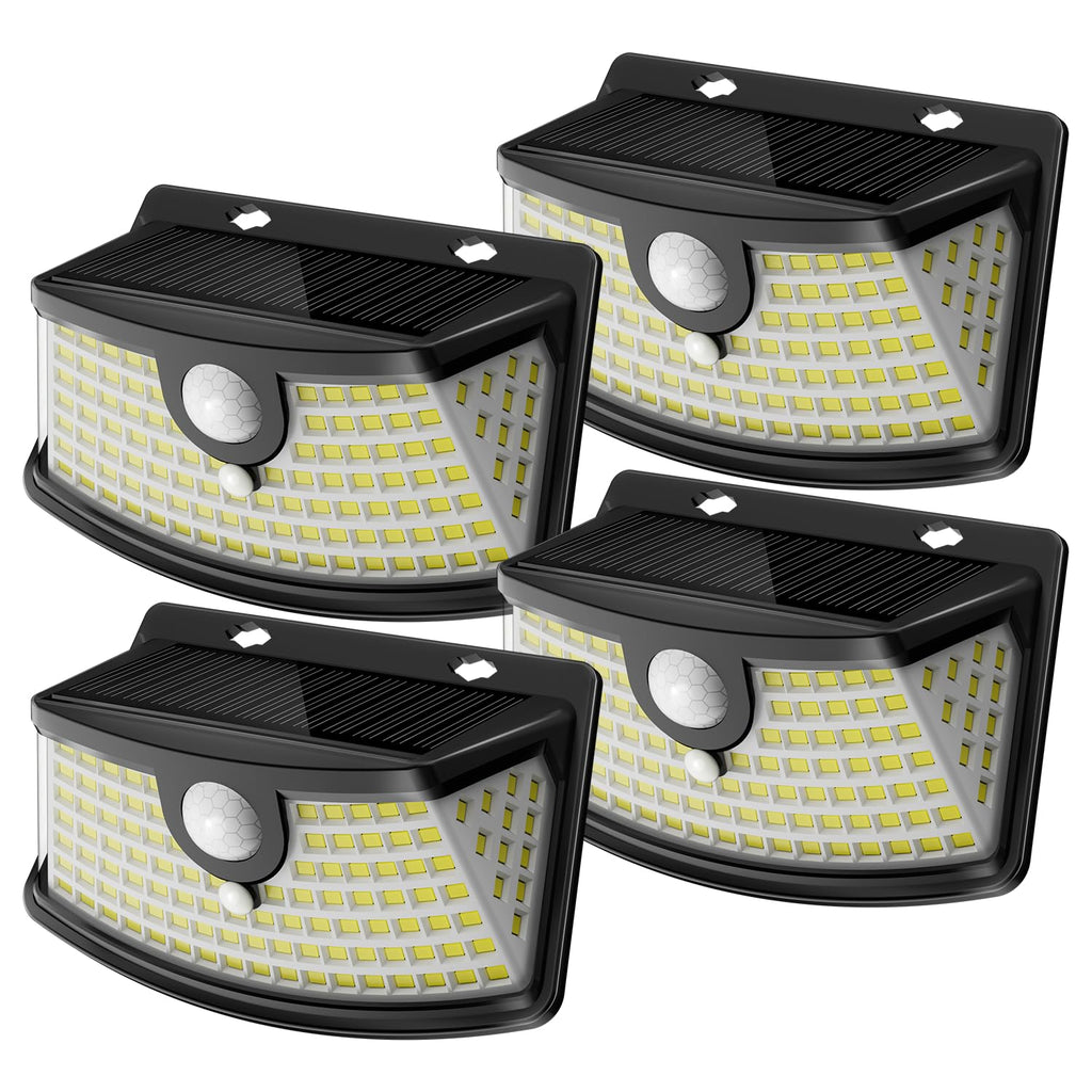Aootek New Solar Motion Sensor Lights 120 LEDs with Lights Reflector,270° Wide Angle, IP65 Waterproof, Step Lights for Front Door, Yard, Garage, Deck (Black, Daylight White, 6-Pack)