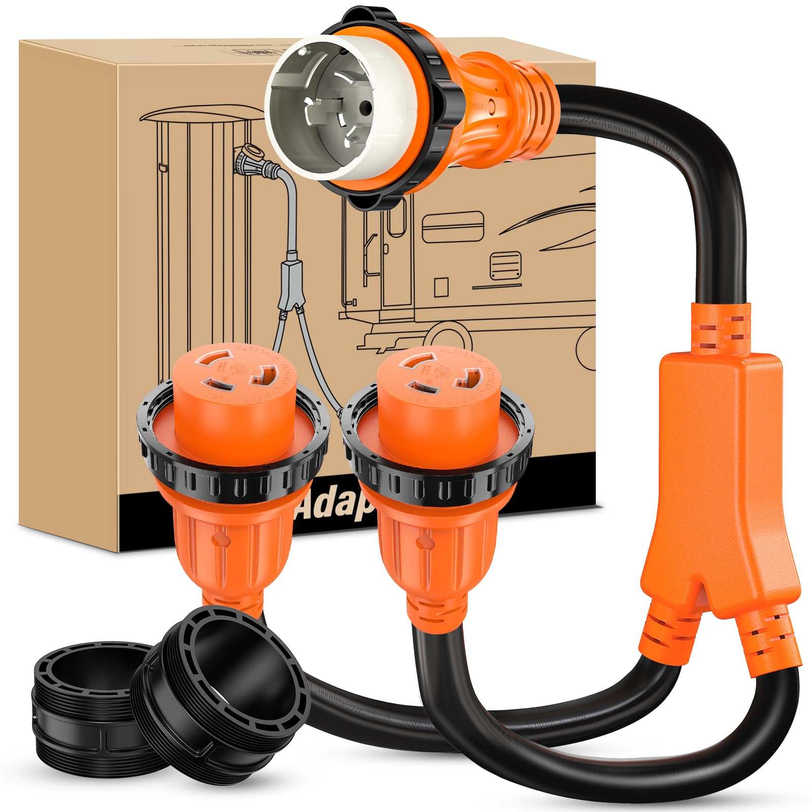 Nilight EV Adapter Cord 30 Amp to 50 Amp 4 Prong Pure Copper New Dryer Outlet to EV Plug Conversion Heavy Duty 10 Gauge Wire Nema 14-30P to 14-50R 30M/50F for Level 2 EVs Using