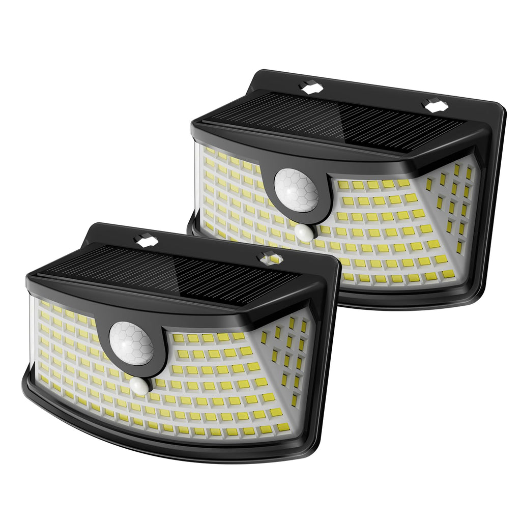 Aootek New Solar Motion Sensor Lights 120 LEDs with Lights Reflector,270° Wide Angle, IP65 Waterproof, Step Lights for Front Door, Yard, Garage, Deck (Black, Daylight White, 6-Pack)
