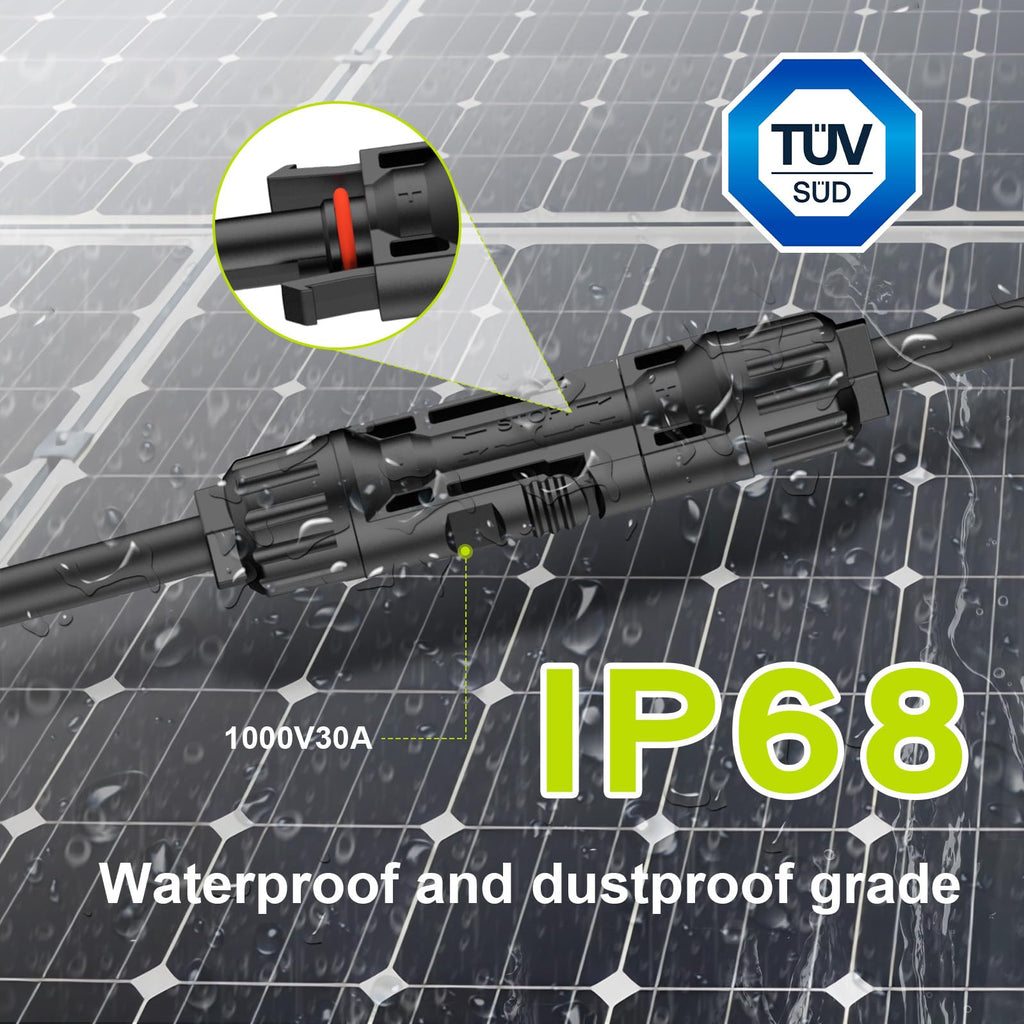 JXMXRPV Solar Connectors for 4 Solar Panels,Tool-Free Solar Panels Connectors,Waterproof Solar Panel Splitter, 2 to 8 Y Branch Parallel Adapter for Solar Cable Extension
