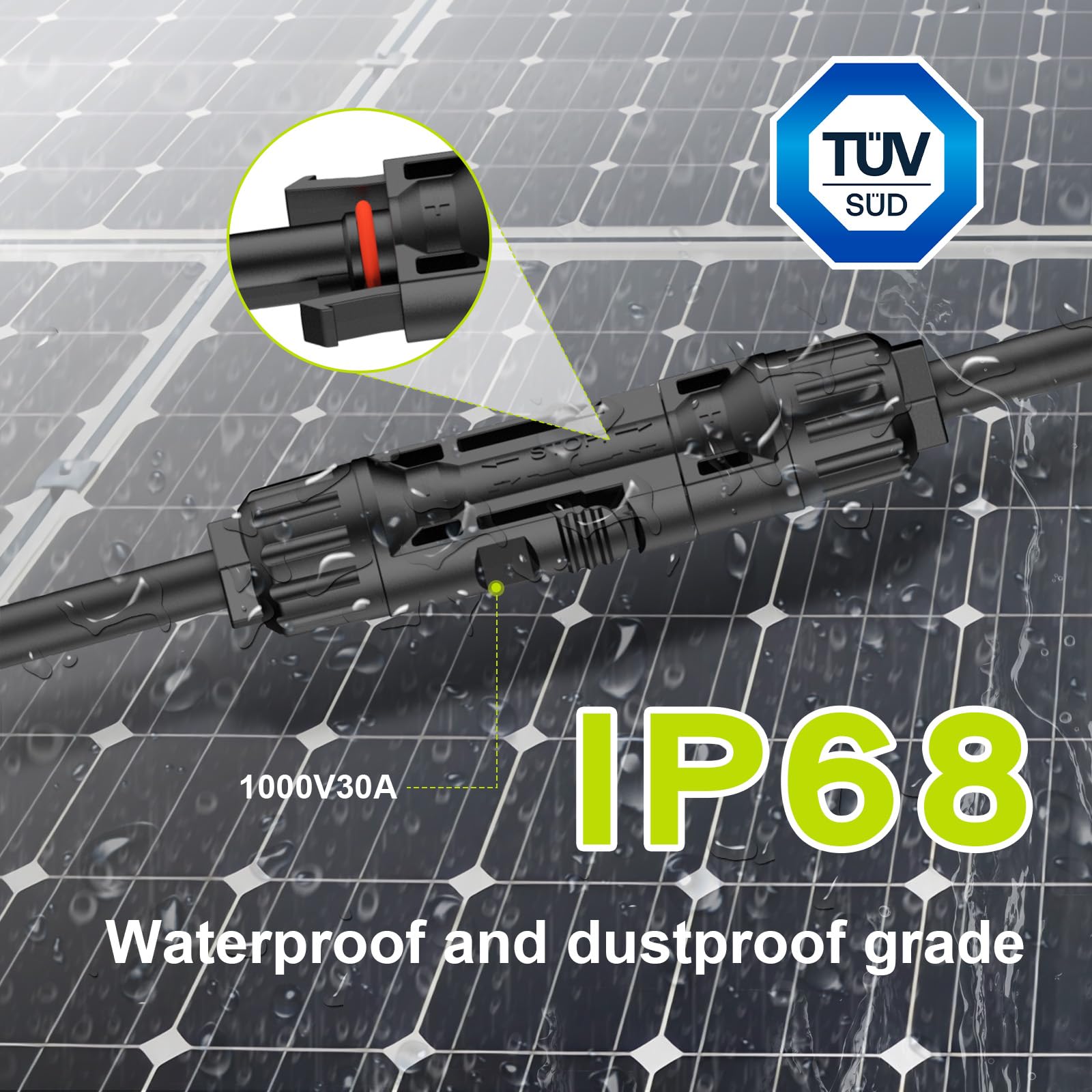 JXMXRPV Solar Connectors for 4 Solar Panels,Tool-Free Solar Panels Connectors,Waterproof Solar Panel Splitter, 2 to 8 Y Branch Parallel Adapter for Solar Cable Extension