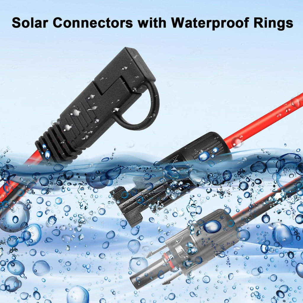 XRDS -RF 10AWG SAE to Solar Panel Connector Cable 1FT 2PCS, Heavy-Duty Tinned Copper, Solar Extension Cable with SAE Polarity Reverse Adapter for Solar Power Systems and Battery Connections