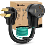 Nilight EV Adapter Cord 30 Amp to 50 Amp 4 Prong Pure Copper New Dryer Outlet to EV Plug Conversion Heavy Duty 10 Gauge Wire Nema 14-30P to 14-50R 30M/50F for Level 2 EVs Using