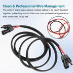 8AWG Solar Cable - 15FT Solar Panel Extension Cord 8 Gauge PV Wire with Flame Retardant Protective Sleeving Female & Male Waterproof Connector for RV, Photovoltaic Systems, Solar Panels (15 Feet)