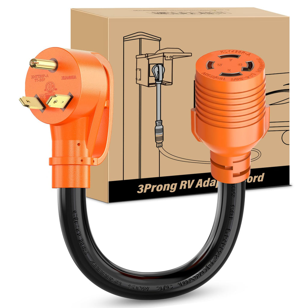 Nilight EV Adapter Cord 30 Amp to 50 Amp 4 Prong Pure Copper New Dryer Outlet to EV Plug Conversion Heavy Duty 10 Gauge Wire Nema 14-30P to 14-50R 30M/50F for Level 2 EVs Using