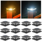 VOLISUN Solar Post Cap Lights: 8 - Pack Outdoor Deck Post Cap Lights White for Dock Fence Waterproof 2 Color Modes,4x4/6x6 Wooden/Vinyl Posts