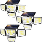 LYWALT Solar Outdoor Lights - 3000LM 188 LED Motion Sensor Outdoor Lights, 4 Heads Security Light,IP65 Waterproof, Easy Install,270°Wide Angle Flood Wall Light with 3 Modes for Backyard Yard (2 Pack)