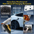 30 Amp EV Charging Straight Blade Device Receptacle/Outlet, Weather-Resistant NEMA 14-30R Heavy Duty, Industrial Grade, 3-Pole 4-Wire Grounding, 30A 125/250V, ETL Listed,Black