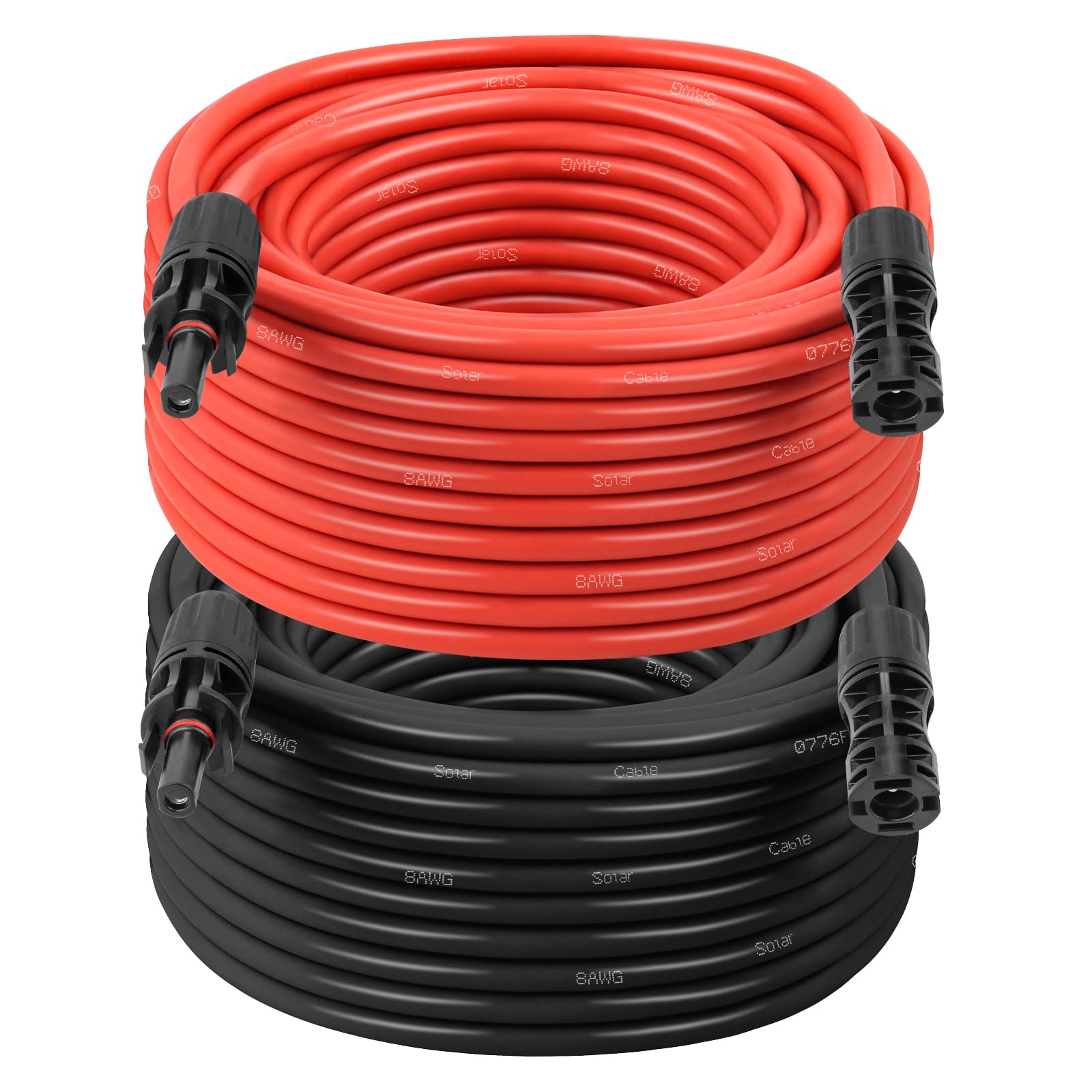 10AWG Solar Extension Cable 2FT – 2 Pack Red & Black PV Wire with Solar Connectors, 84-Strand Tinned Copper, Dual XLPE Insulated, Outdoor UV-Resistant Cable for RV, Inverter, Battery