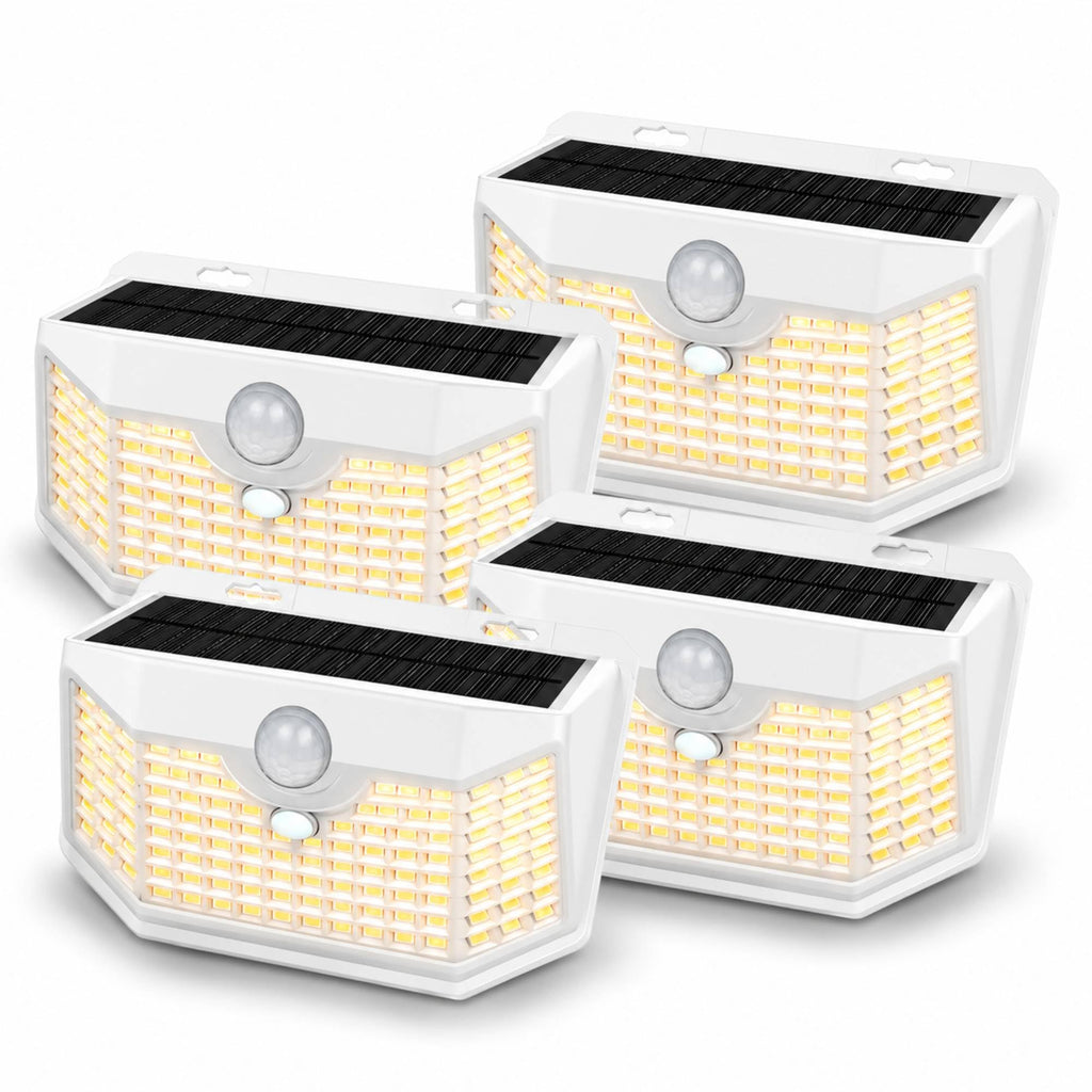 HMCITY Solar Lights Outdoor 120 LED with 3 Lighting Modes, Motion Sensor Wall Lights,IP65 Waterproof Solar Powered for Garden Patio Yard (Back Button 2Packs, Black Shell-Daylight White)