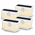 HMCITY Solar Lights Outdoor 120 LED with 3 Lighting Modes, Motion Sensor Wall Lights,IP65 Waterproof Solar Powered for Garden Patio Yard (Back Button 2Packs, Black Shell-Daylight White)
