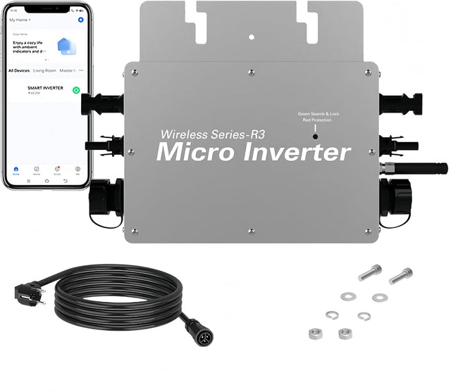 700 W microinverter Solar with 3 m Data Cable,Grid tie Inverter,Micro inverters for Solar Panels Ideal for Small Home Solar Power System Hover Image