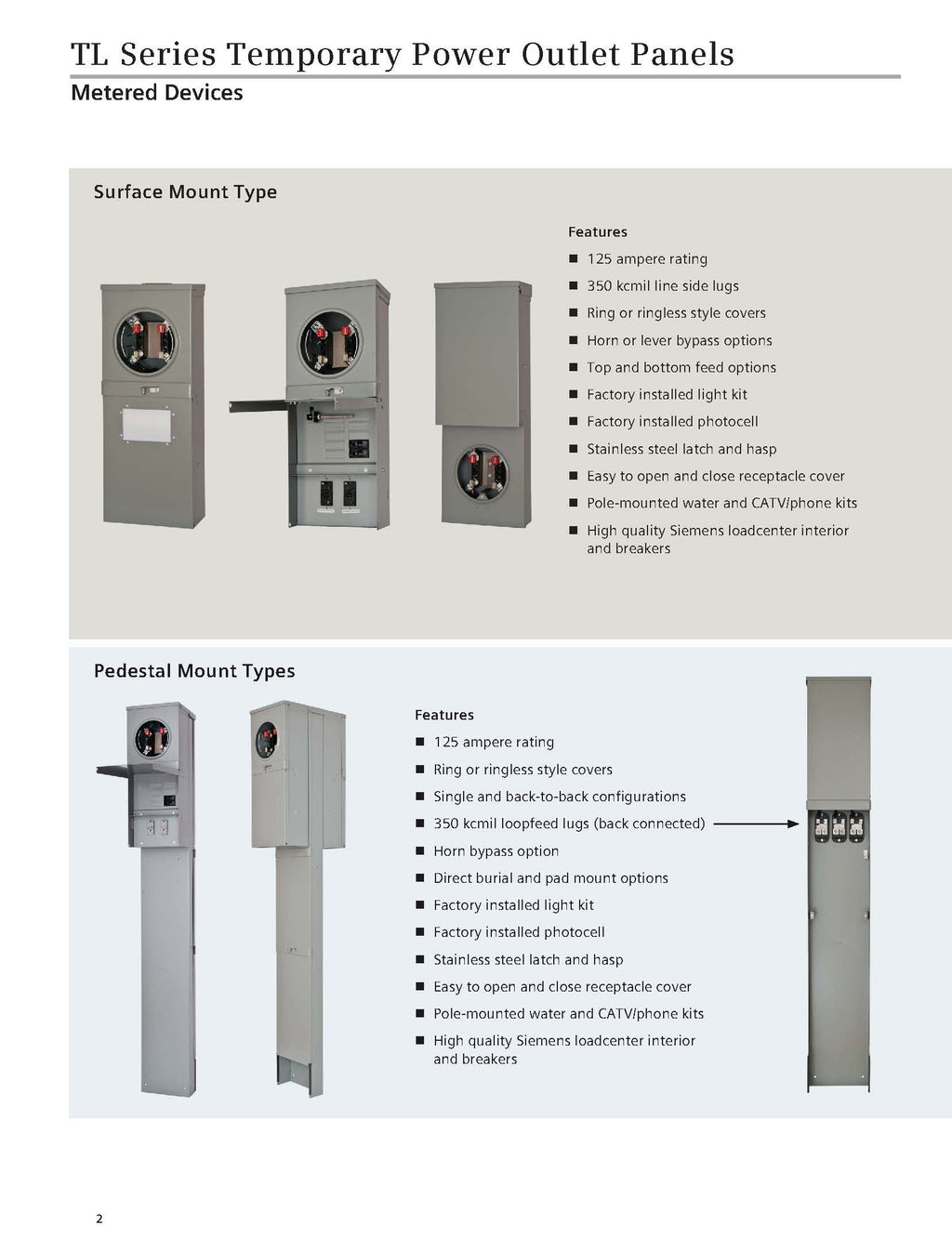 Siemens TL137US Talon Temporary Power Outlet Panel by with a 20, 30, and 50-Amp Receptacle Installed, 125 Amp Main Breaker, Unmetered