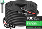 Bateria Power 10AWG 30FT Solar Panel Extension Cable, Flame Retardant Protective Sleeving Twin Wire 10 Gauge Solar Cable with IP68 Female & Male Waterproof Connectors, Dust Caps for Home, RV