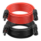 10AWG Solar Extension Cable 5FT – 2 Pack Red & Black PV Wire with Solar Connectors, 84-Strand Tinned Copper, Dual XLPE Insulated, Outdoor UV-Resistant Cable for RV, Inverter, Battery