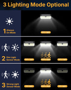 Solar Security Lights Outdoor, 466 LED 4000Lm Ultra Bright, 270° Wide Motion Sensor, IP68 Waterproof, 3 Modes Dusk-to-Dawn Solar Flood Light for Driveway Fence Garden Garage, 2-Pack