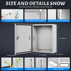 AUFUNIU Steel Electrical Junction Box, 12 x 8 x 6 Waterproof & Dustproof Electrical Enclosure, Outdoor & Indoor Universal Project Box with Lock & Mounting Plate