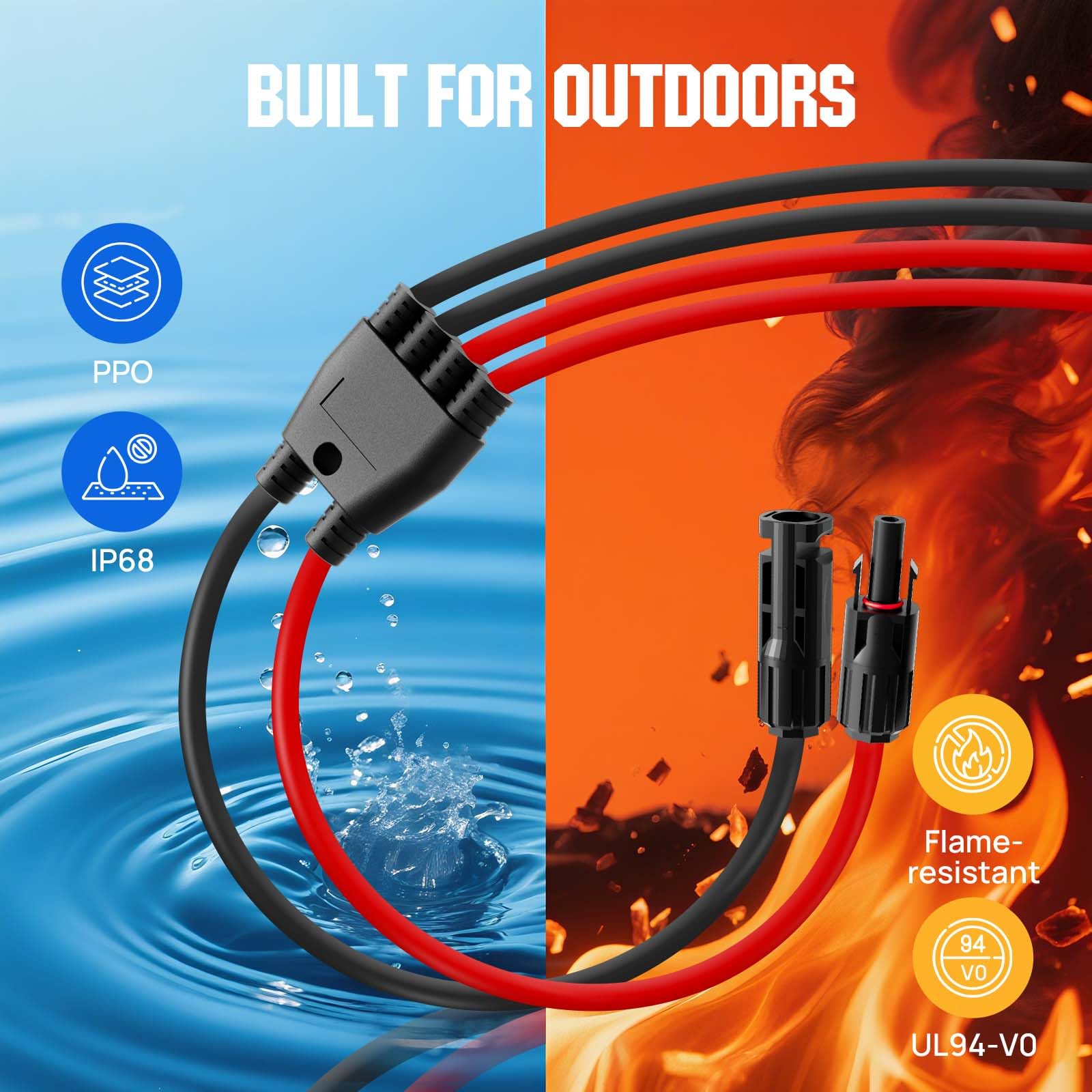 ECO-WORTHY Integrated Solar Connector 2-4 Y Branch Parallel PV Adapter Cable Wire Plug Tool Kit for Solar Panel(M/FF+F/MM)