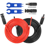 10AWG Solar Extension Panel Cable - 50FT Solar Wire with Waterproof Female and Male Connector and Solar Panel Adaptor Kit Tool PV Wire for RV, Home, Boat, Solar Panels(50feet Red + 50feet Black)