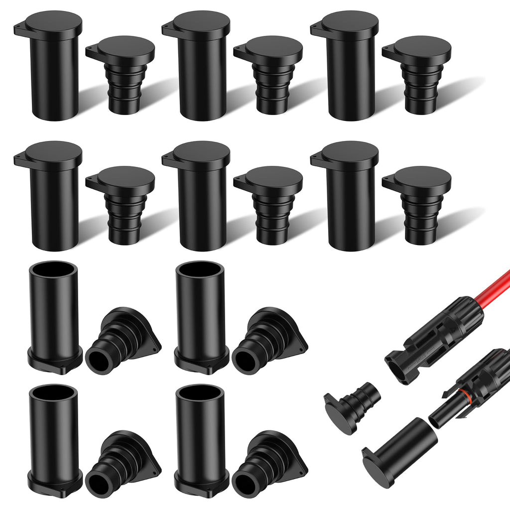 Bateria Power 12 Pairs Solar Connector Caps, IP68 Solar Panel Connectors Caps Weather Resistant Solar Dust Caps for Male and Female Solar Connectors