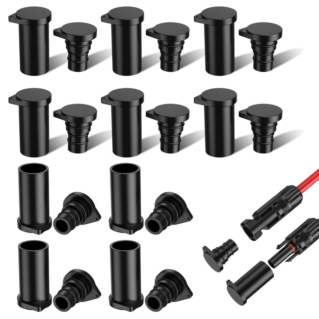 Bateria Power 12 Pairs Solar Connector Caps, IP68 Solar Panel Connectors Caps Weather Resistant Solar Dust Caps for Male and Female Solar Connectors Hover Image