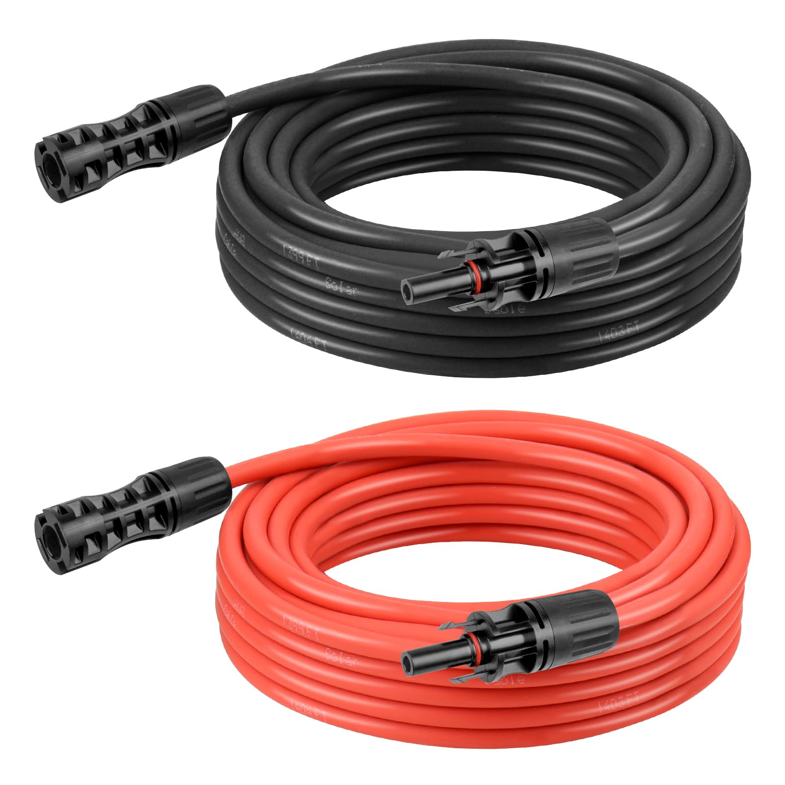 8 AWG Solar Extension Cable 50FT Black + 50FT Red, 8 Gauge Solar Panel Wire Male to Female Tinned Copper Wire for Solar Panel, Automotive, RV, Boat, Outdoors