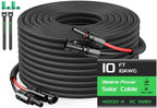 Bateria Power 10AWG 30FT Solar Panel Extension Cable, Flame Retardant Protective Sleeving Twin Wire 10 Gauge Solar Cable with IP68 Female & Male Waterproof Connectors, Dust Caps for Home, RV