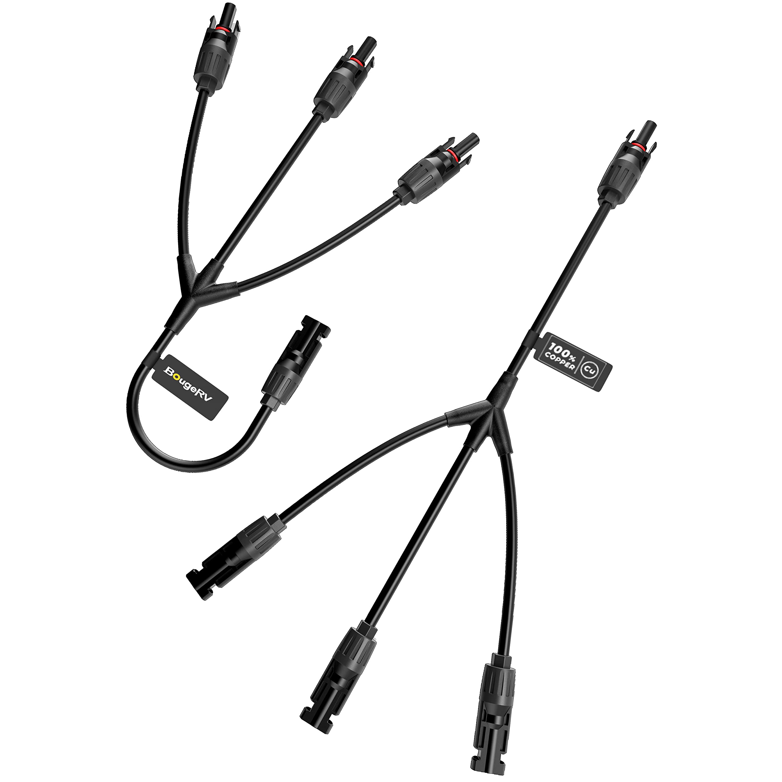 BougeRV Solar Connectors Y Branch Parallel Adapter Cable Wire Plug Tool Kit for Solar Panel